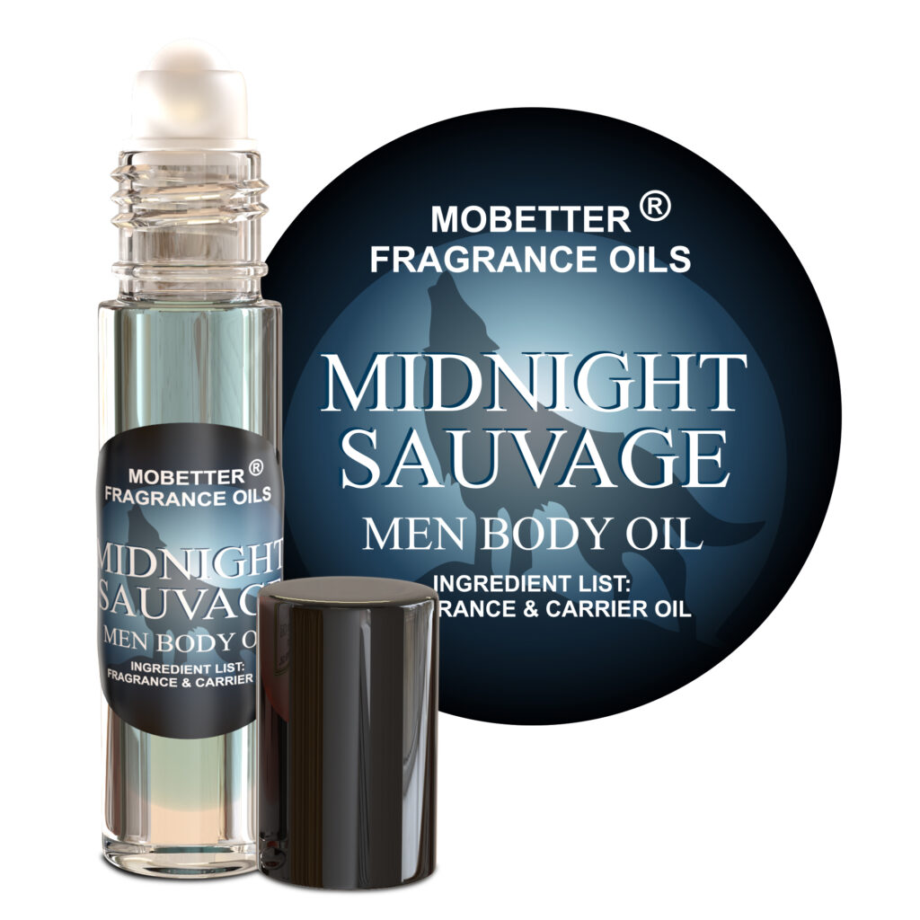 MOBETTER FRAGRANCE OILS Midnight Savage Men Cologne Body Oil 1/3 oz roll on Glass Bottle, notes are Calabrian bergamot and Pepper, Long Lasting, Travel Size