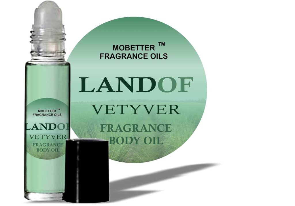 MOBETTER FRAGRANCE OILS LAND OF VETYVER Body Oil 1/3 oz roll on Glass Bottle