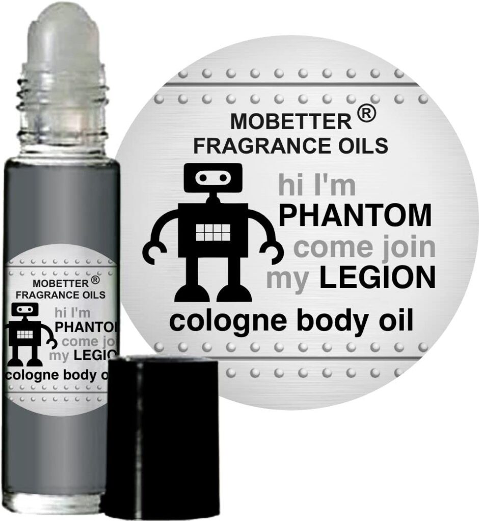 MOBETTER FRAGRANCE OILS Hi I'm Phantom Come Join My Legion Men Cologne Body Oil 1/3 oz roll on Glass Bottle