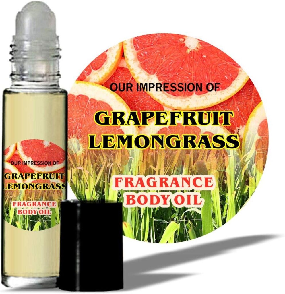 MoBetter Fragrance Oils' Impression of Grapefruit Lemongrass Perfume Cologne Fragrance Body Oil 1/3 oz roll on Glass Bottle