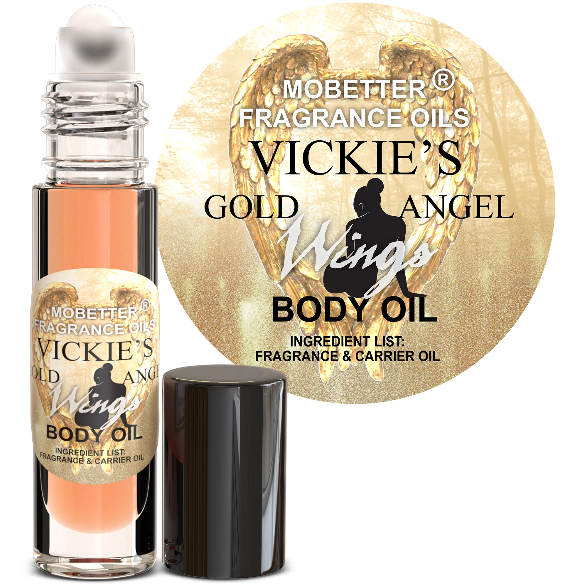 B0BG343VMJ.MAIN Vickie's Gold Angel Wings Perfume Women Body Oil - Image 1
