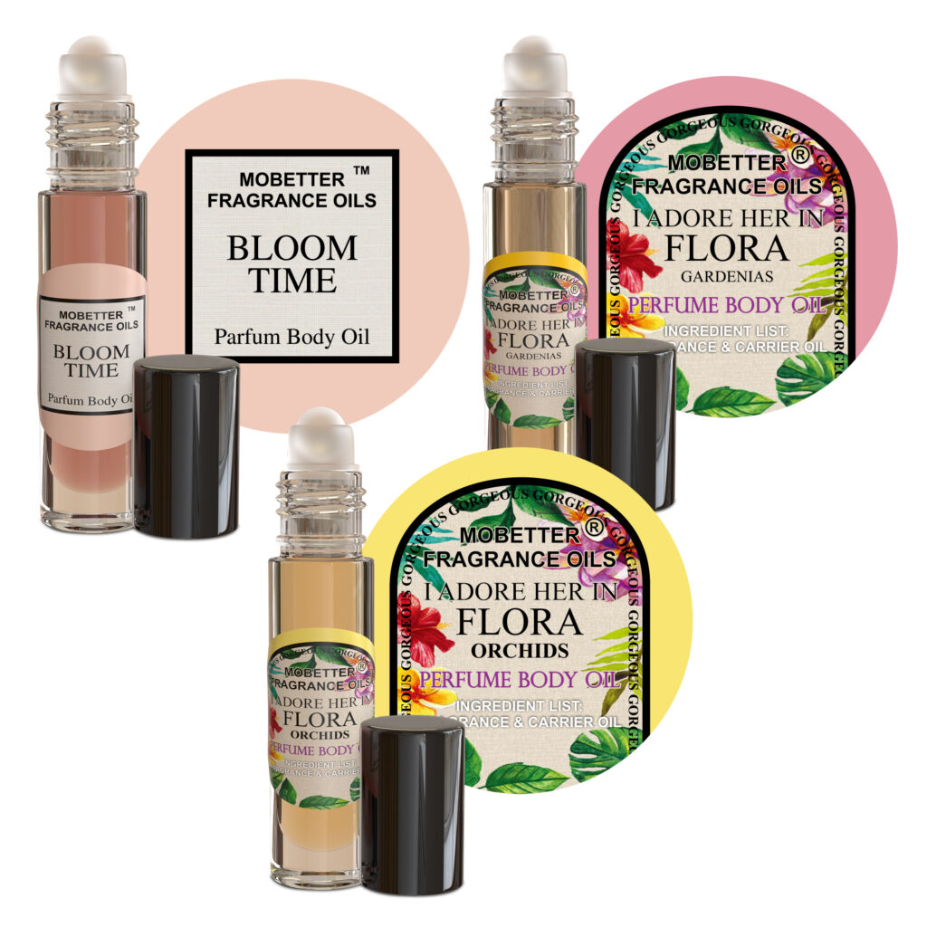 MOBETTER FRAGRANCE OILS Bloom Time and Flora 3 Piece Women Perfume Set Body Oil