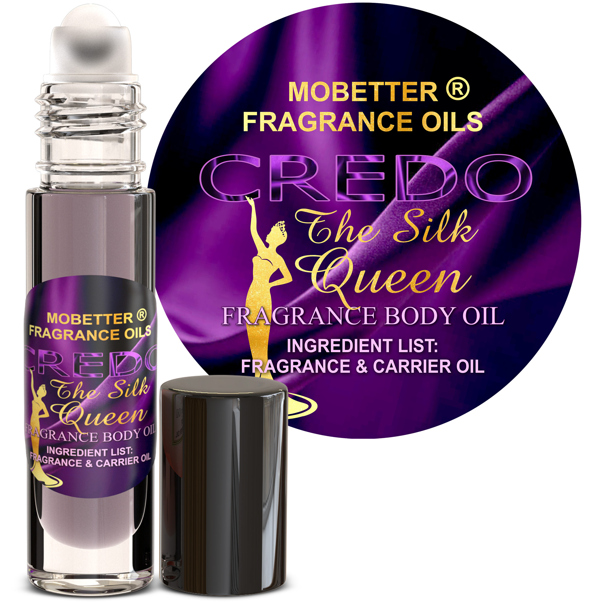 B0FFJPY7FD.MAIN Credo The Silk Queen Perfume Body Oil 1/3 oz roll on Glass Bottle - Image 1