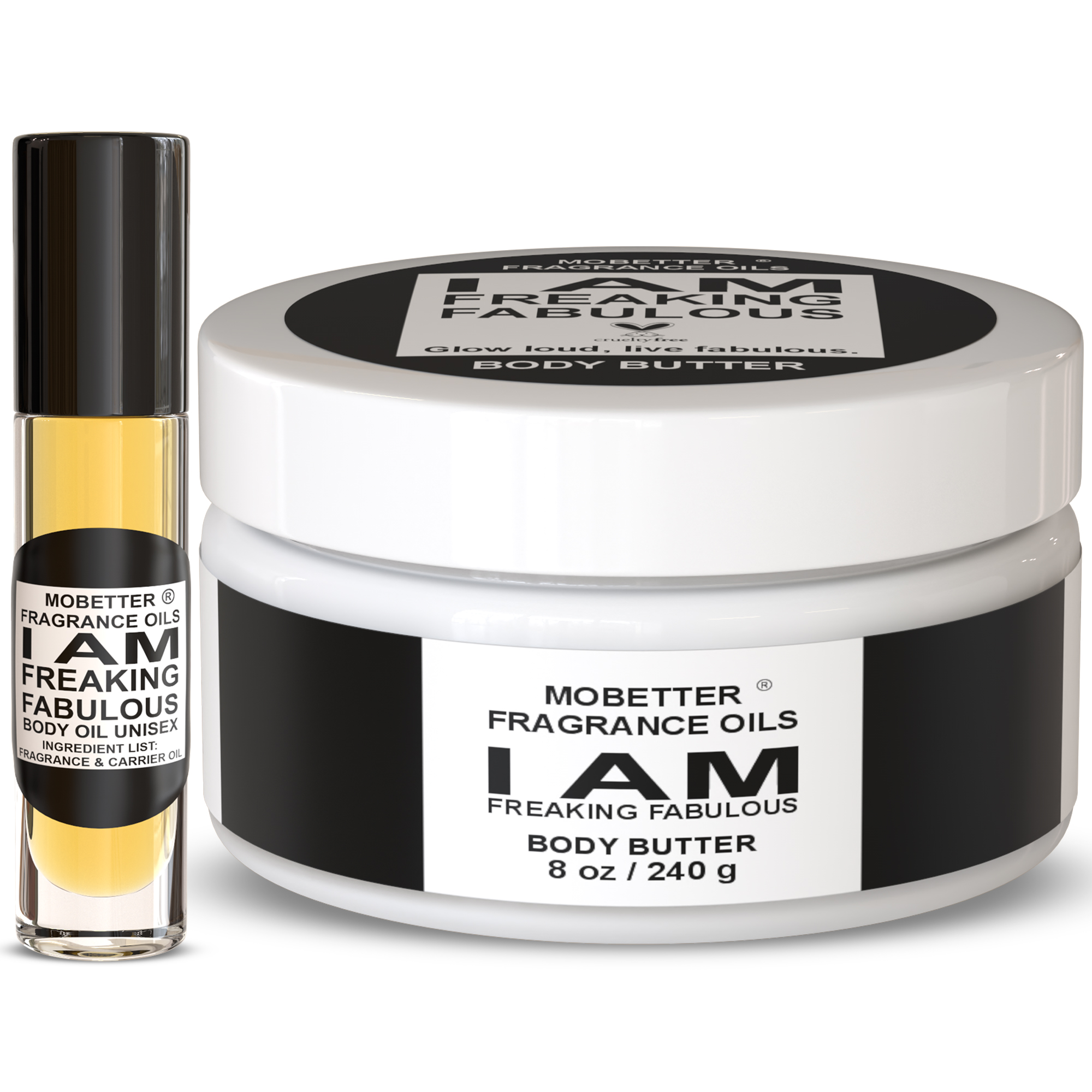 B0HG5ZP3CW.MAIN I am Freaking Fabulous Body Butter & Body Oil Set, Moisturizing Body Care, Nourishing Feel, Long-Lasting Scent - Image 1